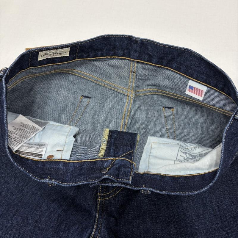 リーバイス Levi s パンツ デニム、ジーンズ 505 USA製 BIGE ストレート デニム ワンウォッシュ PREMIUM レザーパッチ W33 L34 33インチ 無地 X ロゴ、文字 インディゴ / インディゴ / Indigo メンズ USED 古着 中古 50166535