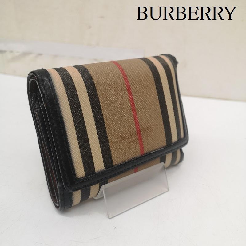 バーバリー BURBERRY 財布 コンパクト財布 3つ折り財布 PVC ノバチェック ウォレット - ベージュ / ベージュ / beige レディース USED 古着 中古 50166543