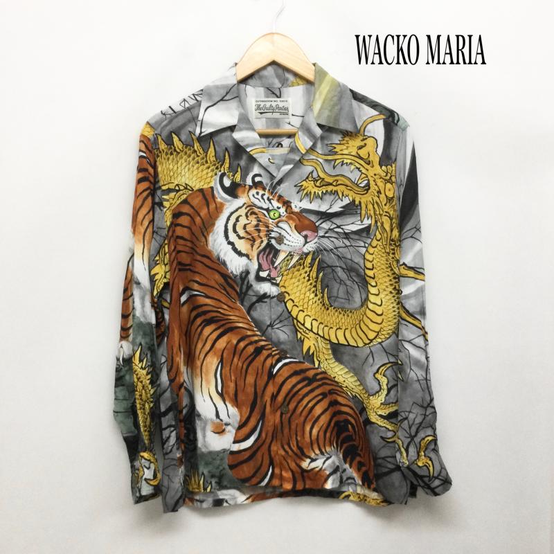 ワコマリア WACKO MARIA シャツ、ブラウス 長袖 WACKO MARIA TIM LEHI 虎 龍 長袖 アロハシャツ XS 総柄 灰 / グレー / gray メンズ USED 古着 中古 50166544