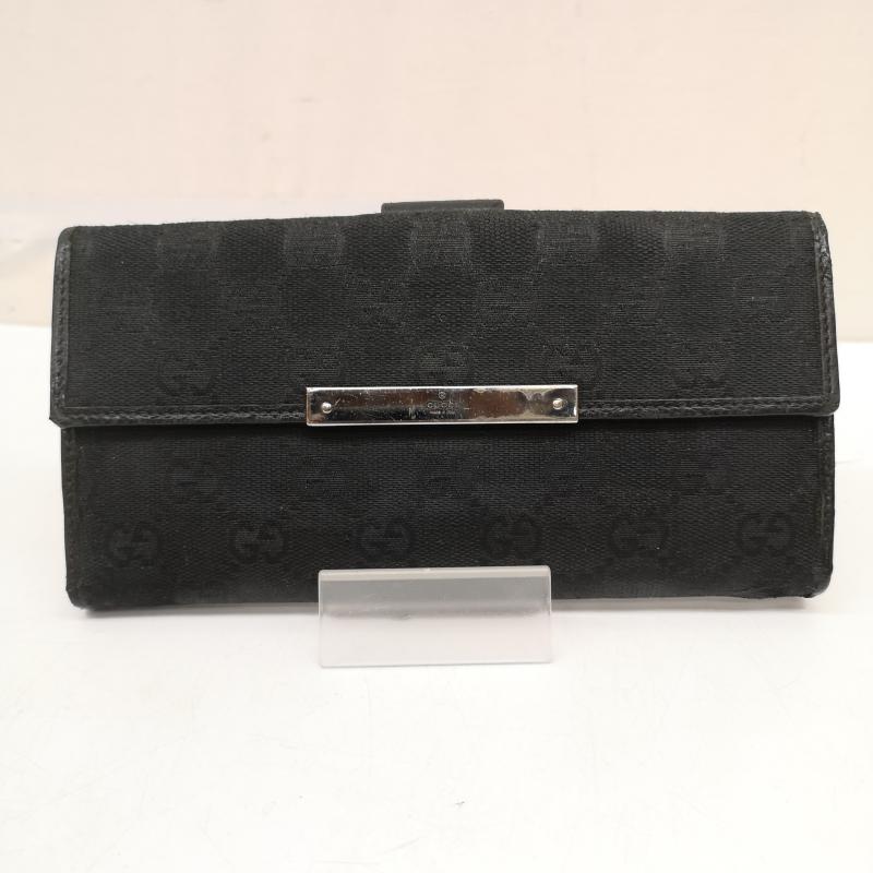グッチ GUCCI 財布 長財布 GGキャンバス 長財布 メタルバー 112715 - 黒 / ブラック / black メンズ USED 古着 中古 50166546