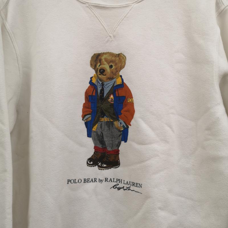 ポロラルフローレン POLO RALPH LAUREN トレーナー 長袖 熊 ポロベア 裏起毛 ビッグロゴ クルーネック スウェット トレーナー S 白 / ホワイト / white メンズ USED 古着 中古 50166557