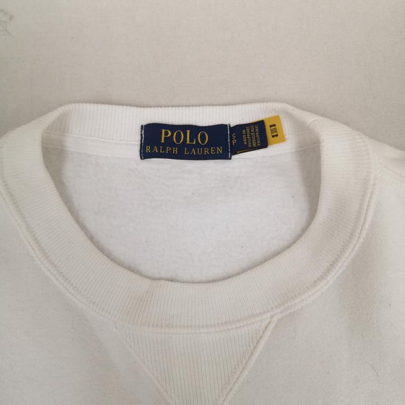 ポロラルフローレン POLO RALPH LAUREN トレーナー 長袖 熊 ポロベア 裏起毛 ビッグロゴ クルーネック スウェット トレーナー S 白 / ホワイト / white メンズ USED 古着 中古 50166557