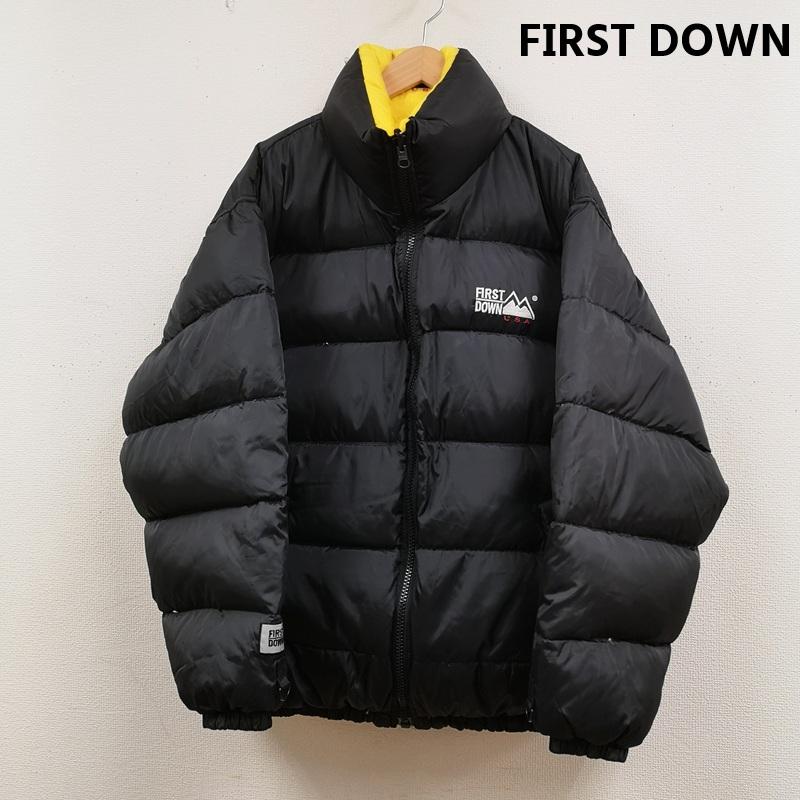 ファーストダウン FIRST DOWN ジャケット、上着 ダウンジャケット リバーシブル 2WAY アウトドア 山型ロゴ ドローコード ダウンジャケット L 黒 / ブラック / black X 黄 / イエロー / yellow メンズ USED 古着 中古 50166560