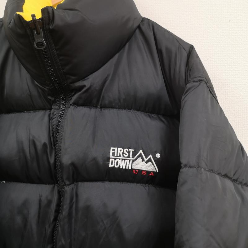 ファーストダウン FIRST DOWN ジャケット、上着 ダウンジャケット リバーシブル 2WAY アウトドア 山型ロゴ ドローコード ダウンジャケット L 黒 / ブラック / black X 黄 / イエロー / yellow メンズ USED 古着 中古 50166560