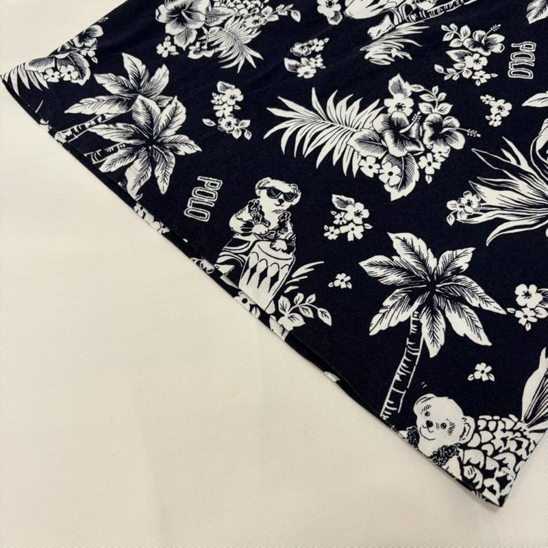 ポロラルフローレン POLO RALPH LAUREN Tシャツ 半袖 ポロベア アロハ ハイビスカス ネイビー L 総柄 白 / ホワイト / white X 紺 / ネイビー / navy メンズ USED 古着 中古 50166562