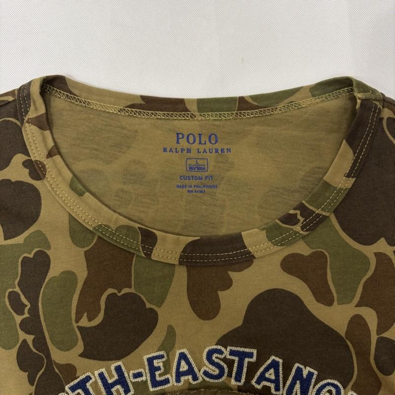 ポロラルフローレン POLO RALPH LAUREN Tシャツ 半袖 CUSTOM FIT CAMO TEE フィッシング カモ Tシャツ 迷彩 刺繍 FISHING AND GAME CLUB L カモフラージュ柄・迷彩 X 刺繍 茶 / ブラウン / brown X カーキ / カーキ / khaki メンズ USED 古着 中古 50166569