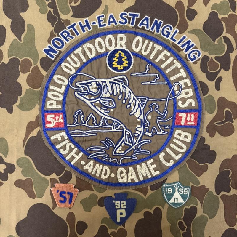 ポロラルフローレン POLO RALPH LAUREN Tシャツ 半袖 CUSTOM FIT CAMO TEE フィッシング カモ Tシャツ 迷彩 刺繍 FISHING AND GAME CLUB L カモフラージュ柄・迷彩 X 刺繍 茶 / ブラウン / brown X カーキ / カーキ / khaki メンズ USED 古着 中古 50166569