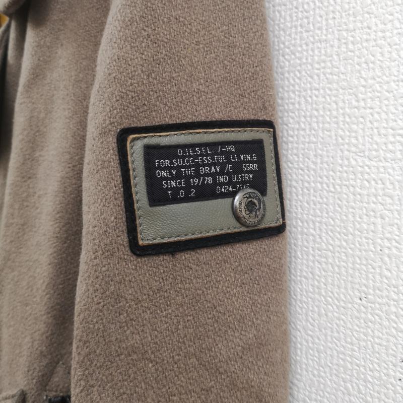ディーゼル DIESEL コート ピーコート 牛革 羊革 ロゴ ワッペン パッチ ダブルプレスト ピーコート 0424-7545 S ベージュ / ベージュ / beige メンズ USED 古着 中古 50166571