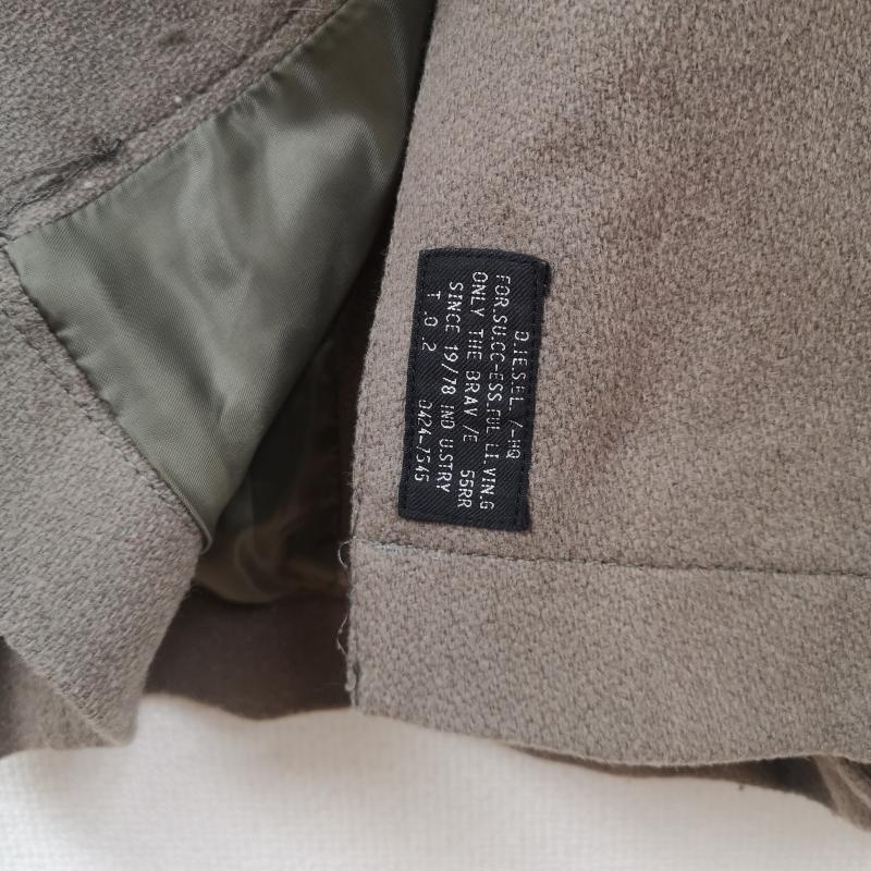 ディーゼル DIESEL コート ピーコート 牛革 羊革 ロゴ ワッペン パッチ ダブルプレスト ピーコート 0424-7545 S ベージュ / ベージュ / beige メンズ USED 古着 中古 50166571