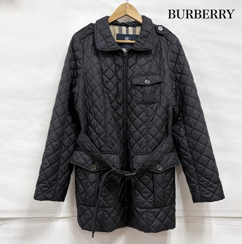 バーバリーロンドン Burberry London ジャケット、上着 ジャケット、ブレザー キルティング ロング コート ノバチェック ジャケット ジップアップ ベルト 48 無地 X チェック 黒 / ブラック / black レディース USED 古着 中古 50166577