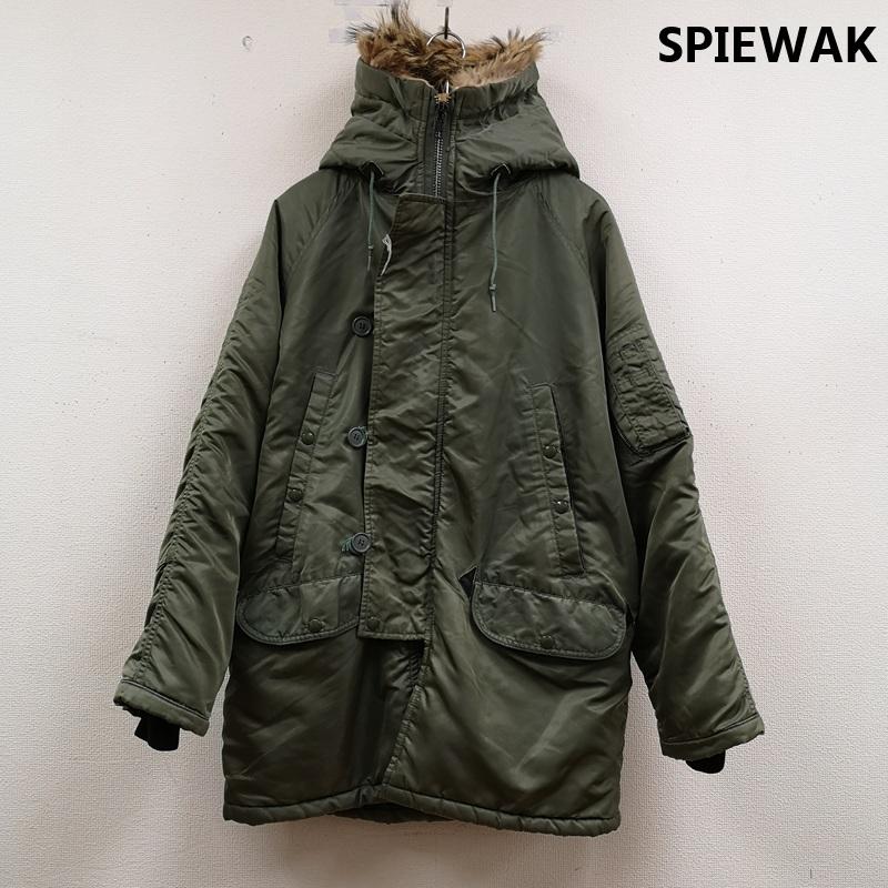 スピーワック SPIEWAK ジャケット、上着 フライトジャケット USA製 ミリタリー シュノーケル フード ボア リアルファー N-3B フライト ジャケット 42 カーキ / カーキ / khaki メンズ USED 古着 中古 50166585
