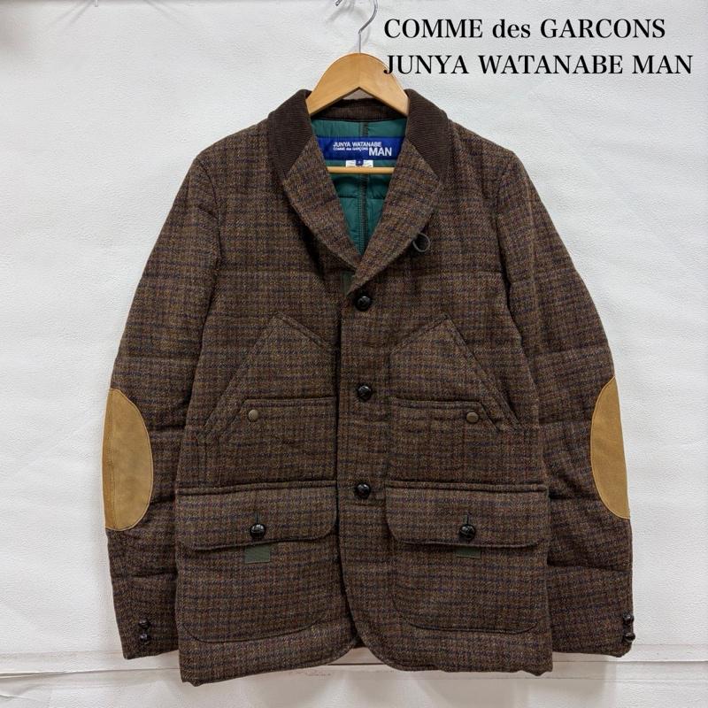 ジュンヤワタナベコムデギャルソンマン JUNYA WATANABE COMME des GARCONS MAN ジャケット、上着 ジャケット、ブレザー 中綿 ツイード ジャケット コーデュロイカラー エルボーパッチ S チェック 茶 / ブラウン / brown メンズ USED 古着 中古 50166588