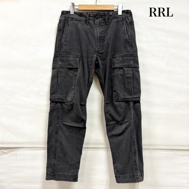 ダブルアールエル RRL パンツ ワークパンツ、ペインターパンツ ブラックデニム ワーク カーゴパンツ IDEALジップ ラルフローレン 29インチ 無地 黒 / ブラック / black メンズ USED 古着 中古 50166594