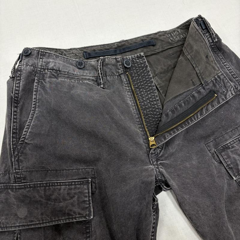 ダブルアールエル RRL パンツ ワークパンツ、ペインターパンツ ブラックデニム ワーク カーゴパンツ IDEALジップ ラルフローレン 29インチ 無地 黒 / ブラック / black メンズ USED 古着 中古 50166594