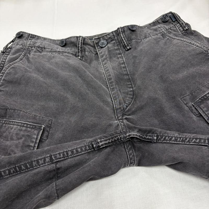 ダブルアールエル RRL パンツ ワークパンツ、ペインターパンツ ブラックデニム ワーク カーゴパンツ IDEALジップ ラルフローレン 29インチ 無地 黒 / ブラック / black メンズ USED 古着 中古 50166594