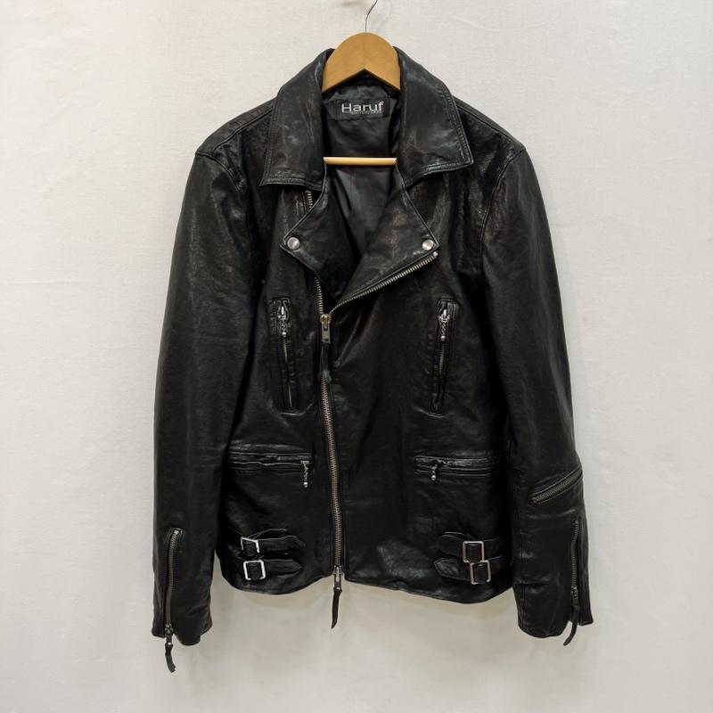 ハルフ Haruf ジャケット、上着 ライダース ゴートレザー ダブル ライダースジャケット ビンテージ加工 LL 黒 / ブラック / black メンズ USED 古着 中古 50166604