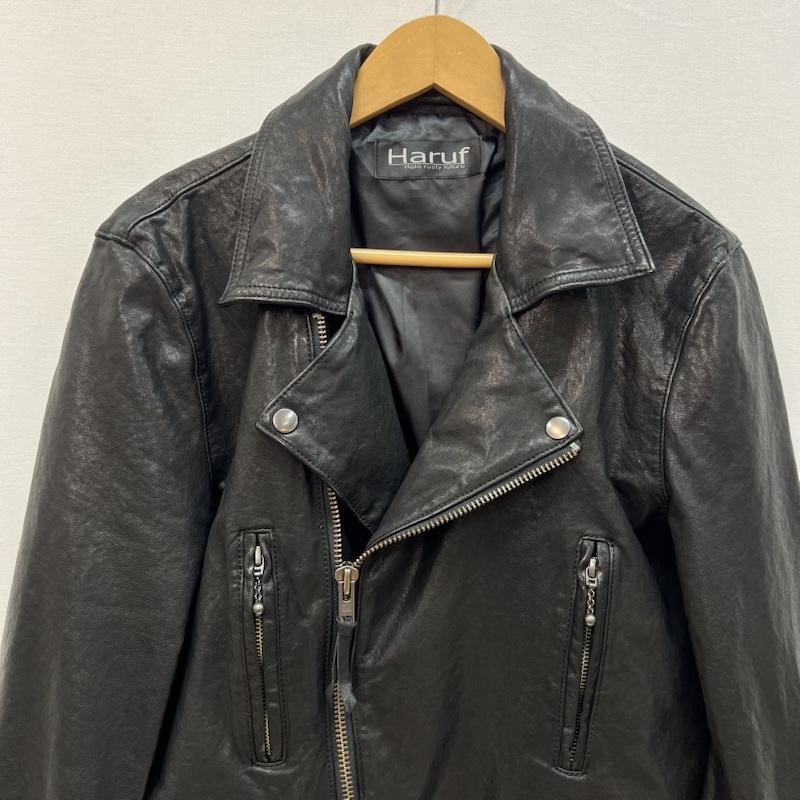 ハルフ Haruf ジャケット、上着 ライダース ゴートレザー ダブル ライダースジャケット ビンテージ加工 LL 黒 / ブラック / black メンズ USED 古着 中古 50166604