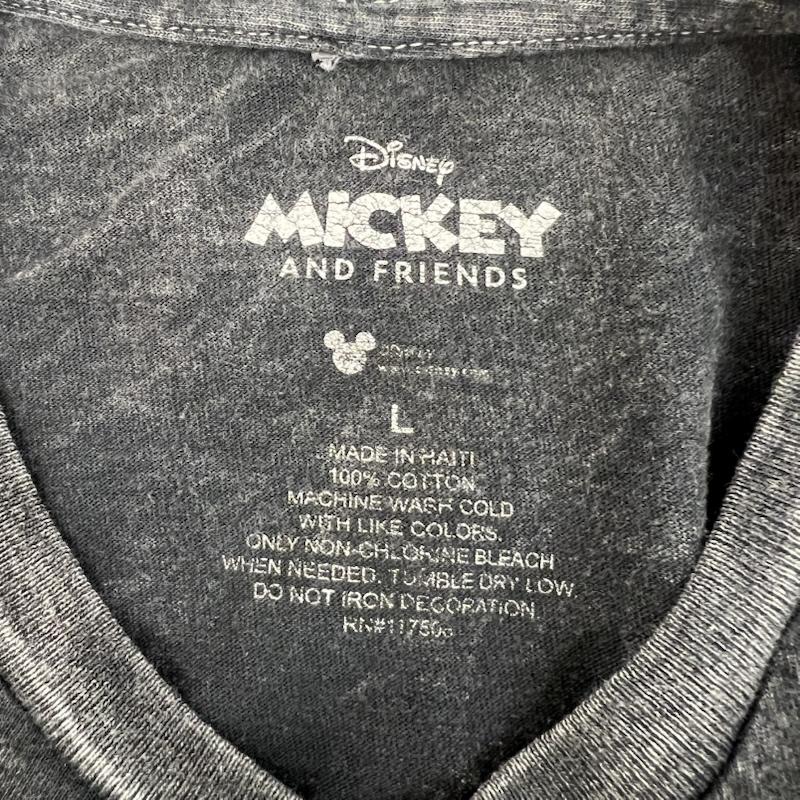 ディズニー Disney Tシャツ 半袖 ミッキー フレンズ ヴィンテージ加工 Tシャツ L 黒 / ブラック / black メンズ USED 古着 中古 50166606