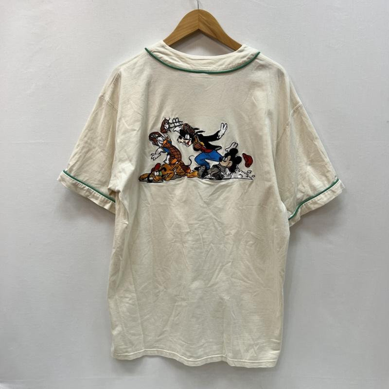 ディズニー Disney シャツ、ブラウス 半袖 90s チームミッキー ベースボール シャツ S/M - アイボリー / アイボリー / メンズ USED 古着 中古 50166611