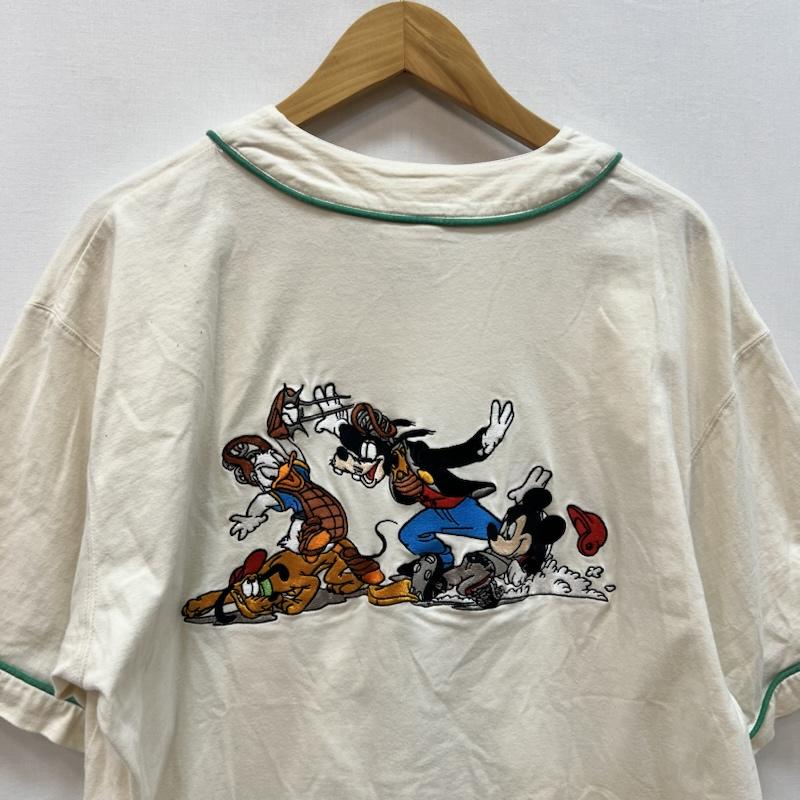 ディズニー Disney シャツ、ブラウス 半袖 90s チームミッキー ベースボール シャツ S/M - アイボリー / アイボリー / メンズ USED 古着 中古 50166611