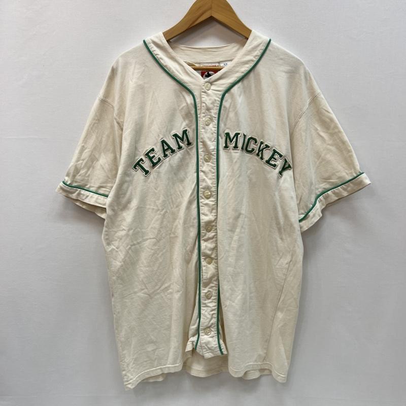 ディズニー Disney シャツ、ブラウス 半袖 90s チームミッキー ベースボール シャツ S/M - アイボリー / アイボリー / メンズ USED 古着 中古 50166611