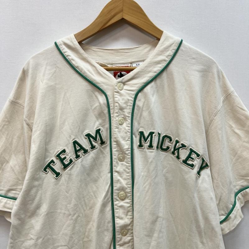 ディズニー Disney シャツ、ブラウス 半袖 90s チームミッキー ベースボール シャツ S/M - アイボリー / アイボリー / メンズ USED 古着 中古 50166611