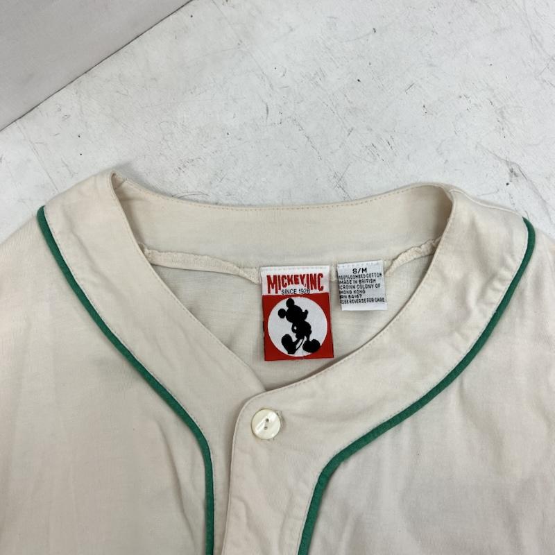 ディズニー Disney シャツ、ブラウス 半袖 90s チームミッキー ベースボール シャツ S/M - アイボリー / アイボリー / メンズ USED 古着 中古 50166611