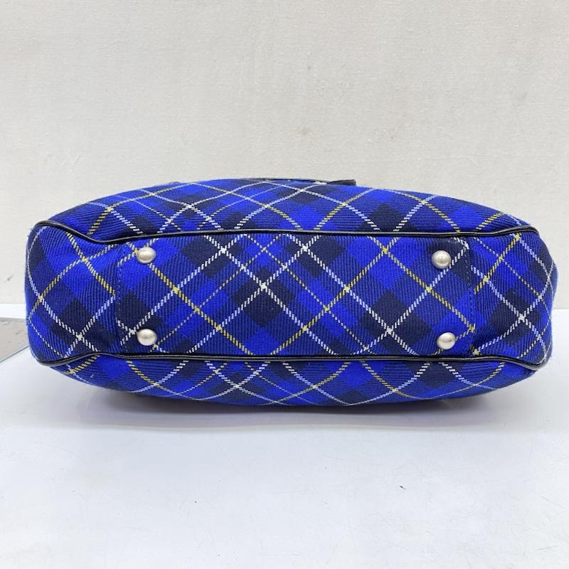 ヴィヴィアンウエストウッド Vivienne Westwood ハンドバッグ ハンドバッグ ハラコ タータンチェック ハンドバッグ フラップ タッセルチャーム - 黒 / ブラック / black X 青 / ブルー / blue レディース USED 古着 中古 50166616