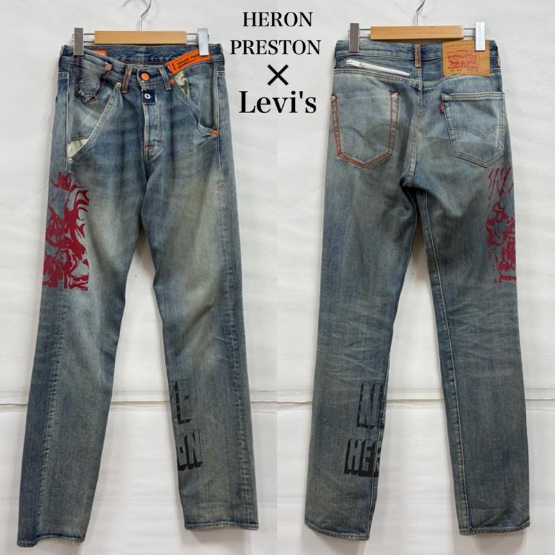 ヘロンプレストン HERON PRESTON パンツ デニム、ジーンズ Levi’s リーバイス コラボ 501 ペイント デニム 切り替え グラフィック プリント ダメージ加工 W28 L32 28インチ ロゴ、文字 X プリント X ダメージ加工 青 / ブルー / blue X 赤 / レッド / red X 黄 / イエロー / yellow メンズ USED 古着 中古 50166617