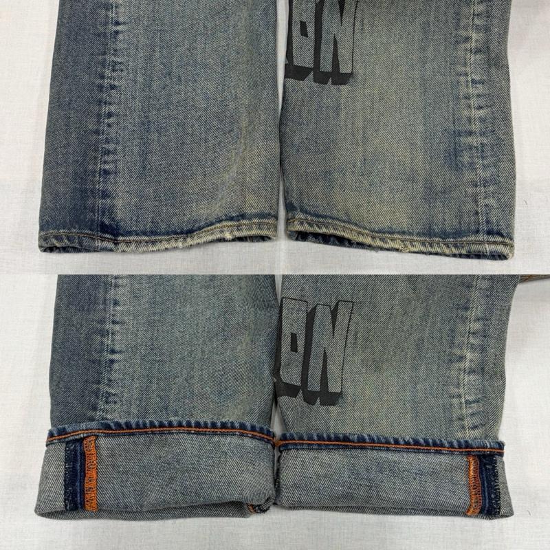 ヘロンプレストン HERON PRESTON パンツ デニム、ジーンズ Levi’s リーバイス コラボ 501 ペイント デニム 切り替え グラフィック プリント ダメージ加工 W28 L32 28インチ ロゴ、文字 X プリント X ダメージ加工 青 / ブルー / blue X 赤 / レッド / red X 黄 / イエロー / yellow メンズ USED 古着 中古 50166617