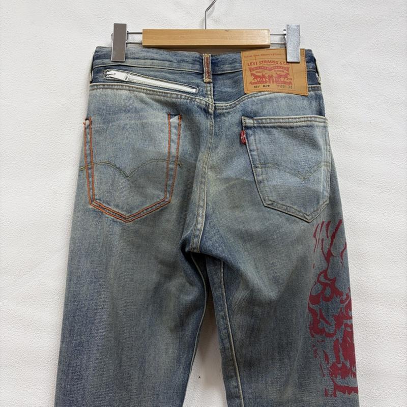 ヘロンプレストン HERON PRESTON パンツ デニム、ジーンズ Levi’s リーバイス コラボ 501 ペイント デニム 切り替え グラフィック プリント ダメージ加工 W28 L32 28インチ ロゴ、文字 X プリント X ダメージ加工 青 / ブルー / blue X 赤 / レッド / red X 黄 / イエロー / yellow メンズ USED 古着 中古 50166617