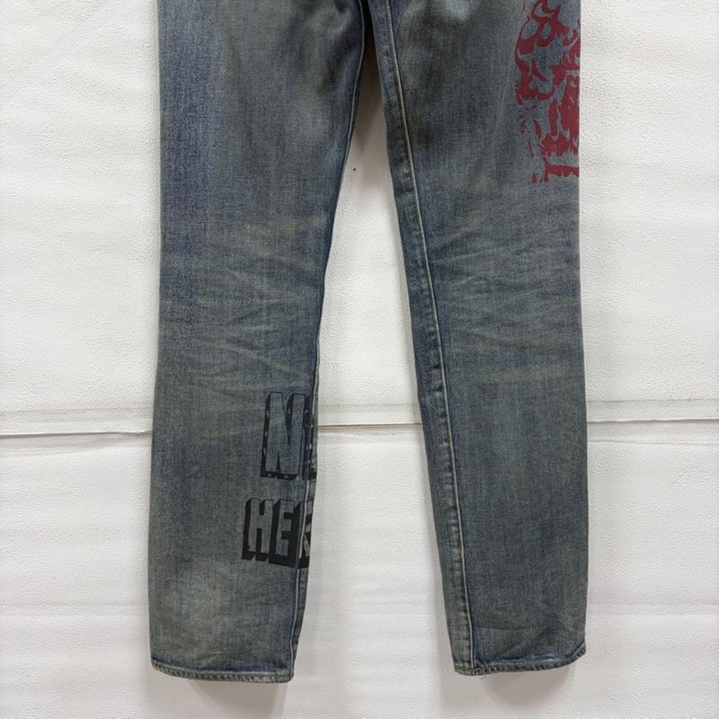 ヘロンプレストン HERON PRESTON パンツ デニム、ジーンズ Levi’s リーバイス コラボ 501 ペイント デニム 切り替え グラフィック プリント ダメージ加工 W28 L32 28インチ ロゴ、文字 X プリント X ダメージ加工 青 / ブルー / blue X 赤 / レッド / red X 黄 / イエロー / yellow メンズ USED 古着 中古 50166617