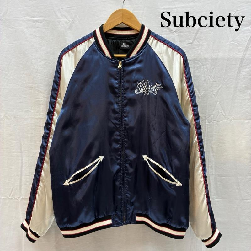 サブサエティ Subciety ジャケット、上着 ジャンパー、ブルゾン ポリエステル 刺繍 ロゴ スカジャン L メンズ USED 古着 中古 50166624