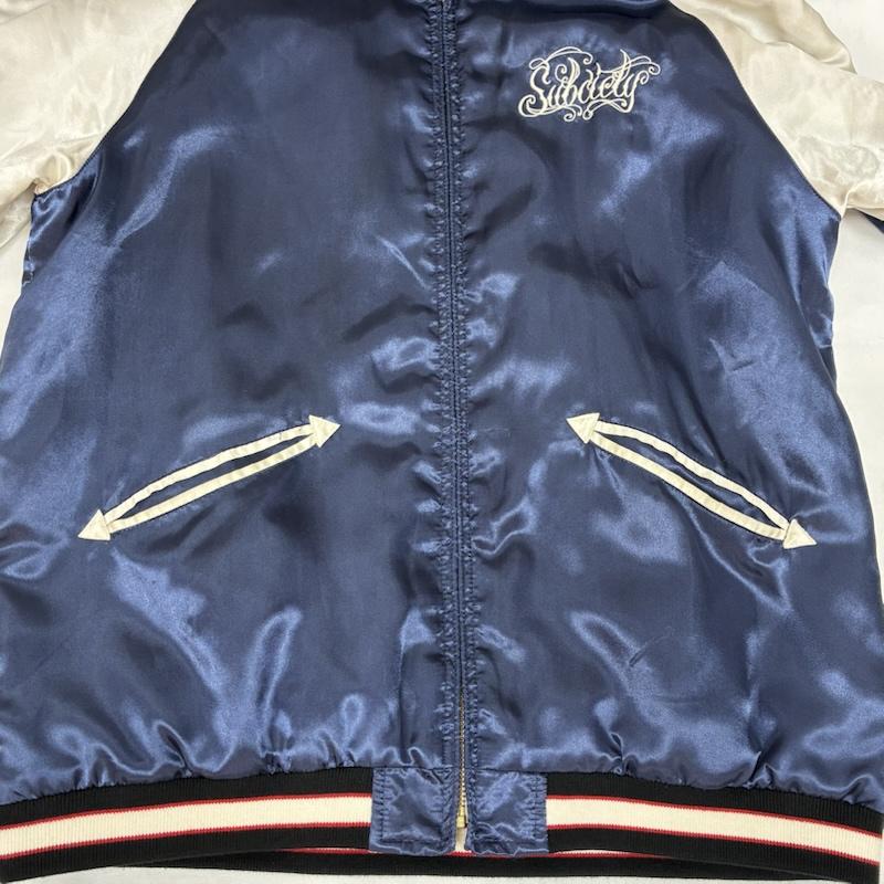 サブサエティ Subciety ジャケット、上着 ジャンパー、ブルゾン ポリエステル 刺繍 ロゴ スカジャン L メンズ USED 古着 中古 50166624