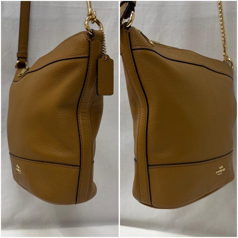 コーチ COACH ショルダーバッグ ショルダーバッグ スモール パクストン ダッフル 2WAY クロスボディ ショルダー ペブルレザー F76668 - 無地 X ロゴ、文字 キャメル / キャメル / レディース USED 古着 中古 50166630