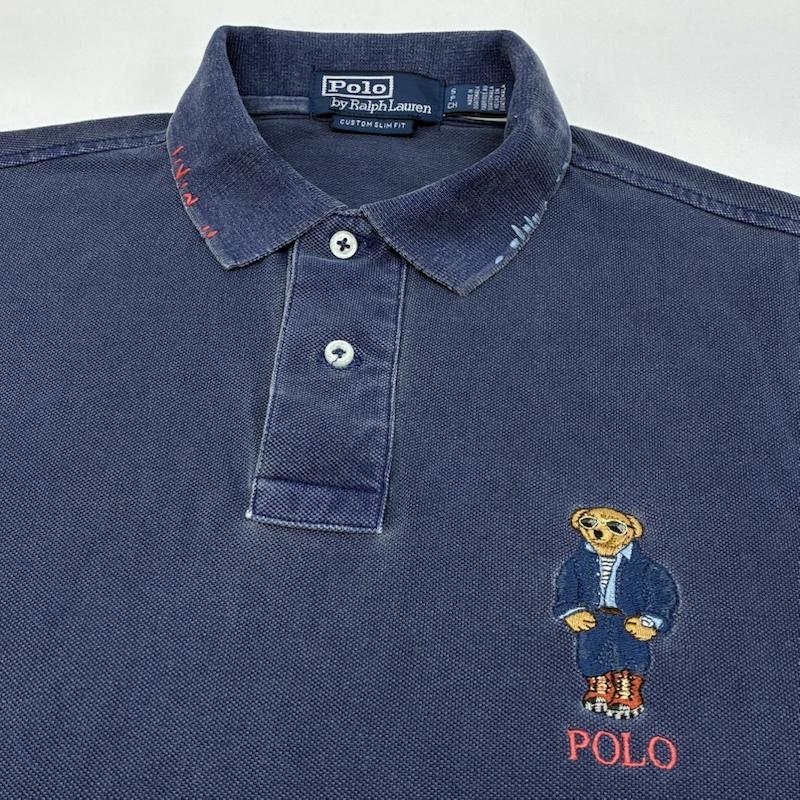 ポロバイラルフローレン Polo by RALPH LAUREN ポロシャツ 半袖 Custom Slim Polo Bear Mesh Polo Shirt ポロベア ヴィンテージ加工 ポロシャツ S メンズ USED 古着 中古 50166642