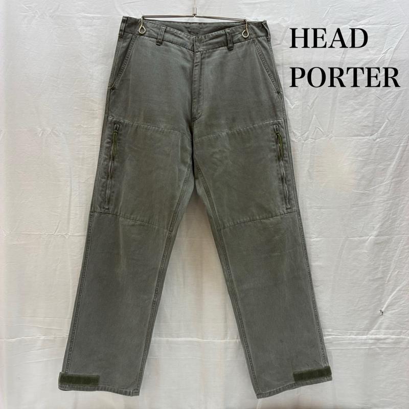 ヘッドポータープラス HEAD PORTER PLUS パンツ ワークパンツ、ペインターパンツ 00s ダブルニーポケット パラシュート ミリタリー パンツ ステンシル ロゴ プリント アーカイブ L メンズ USED 古着 中古 50166655