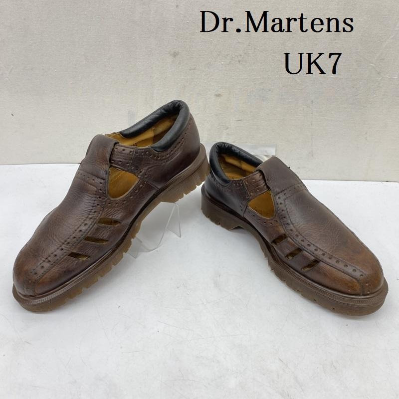 ドクターマーチン Dr.Martens ブーツ 一般 イングランド製 英国製 ストラップ レザー シューズ UK：7 茶 / ブラウン / brown メンズ USED 古着 中古 50166667