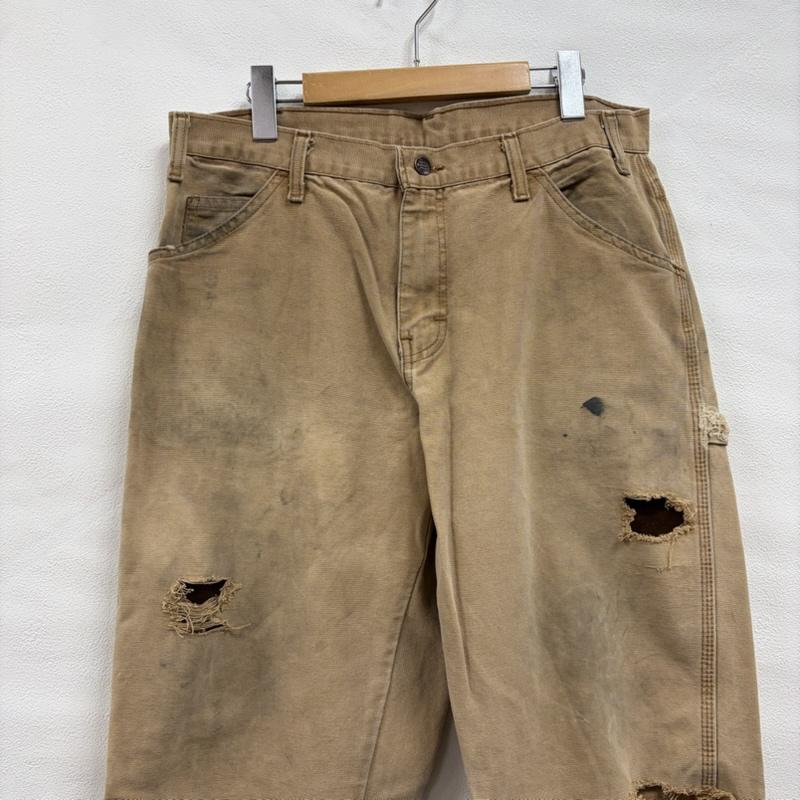 ディッキーズ Dickies パンツ ワークパンツ、ペインターパンツ 00s ダック ペインターパンツ フェード クラッシュ ダメージ BORO ボロ メキシコ製 OLD 33インチ ワンポイント X ロゴ、文字 キャメル / キャメル / X ベージュ / ベージュ / beige メンズ USED 古着 中古 50166672