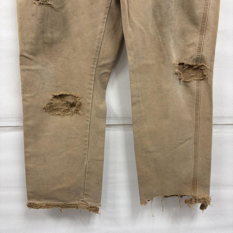 ディッキーズ Dickies パンツ ワークパンツ、ペインターパンツ 00s ダック ペインターパンツ フェード クラッシュ ダメージ BORO ボロ メキシコ製 OLD 33インチ ワンポイント X ロゴ、文字 キャメル / キャメル / X ベージュ / ベージュ / beige メンズ USED 古着 中古 50166672