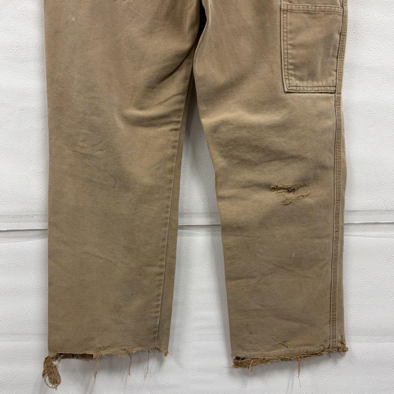 ディッキーズ Dickies パンツ ワークパンツ、ペインターパンツ 00s ダック ペインターパンツ フェード クラッシュ ダメージ BORO ボロ メキシコ製 OLD 33インチ ワンポイント X ロゴ、文字 キャメル / キャメル / X ベージュ / ベージュ / beige メンズ USED 古着 中古 50166672
