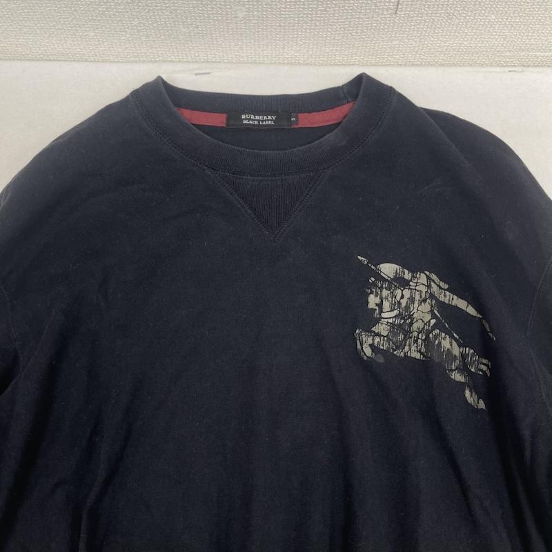 バーバリーブラックレーベル BURBERRY BLACK LABEL Tシャツ 長袖 Equestrian Knight ロゴ プリント Tシャツ ロンT bmv25-513-09 3 黒 / ブラック / black メンズ USED 古着 中古 50166678