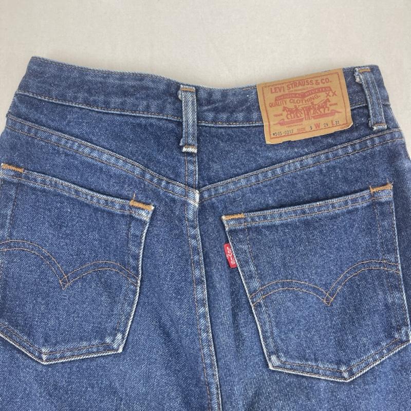 リーバイス Levi s パンツ デニム、ジーンズ 日本製 505 ジップフライ ストレート デニム パンツ W505-0217 29インチ インディゴ / インディゴ / Indigo レディース USED 古着 中古 50166680