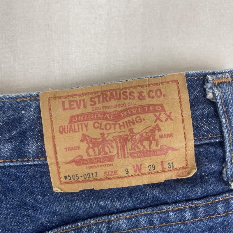 リーバイス Levi s パンツ デニム、ジーンズ 日本製 505 ジップフライ ストレート デニム パンツ W505-0217 29インチ インディゴ / インディゴ / Indigo レディース USED 古着 中古 50166680