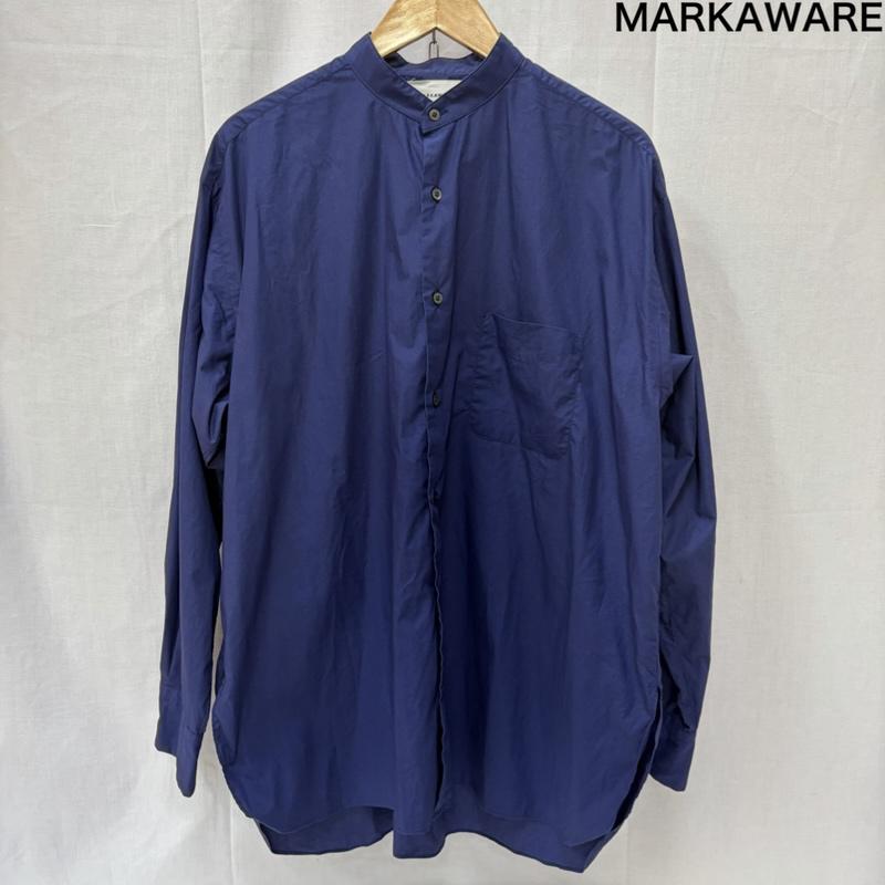 マーカウェア markaware シャツ、ブラウス 長袖 コットンバンドカラーシャツ COMFORT FIT BAND COLLAR SHIRT a21c-02sh03c 2 無地 紺 / ネイビー / navy メンズ USED 古着 中古 50166688