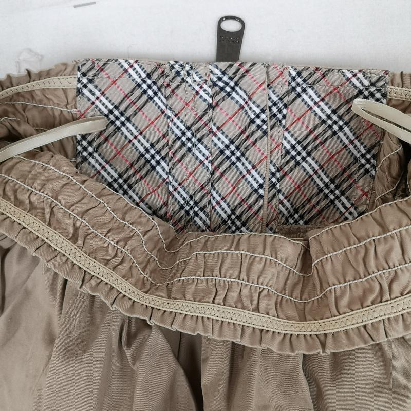 バーバリー・ブルーレーベル BURBERRY BLUE LABEL スカート ミニスカート ノバチェック フリル ゴムシャーリング フェミニン ティアード ミニ スカート FX514-237-79 36 ベージュ / ベージュ / beige レディース USED 古着 中古 50166690