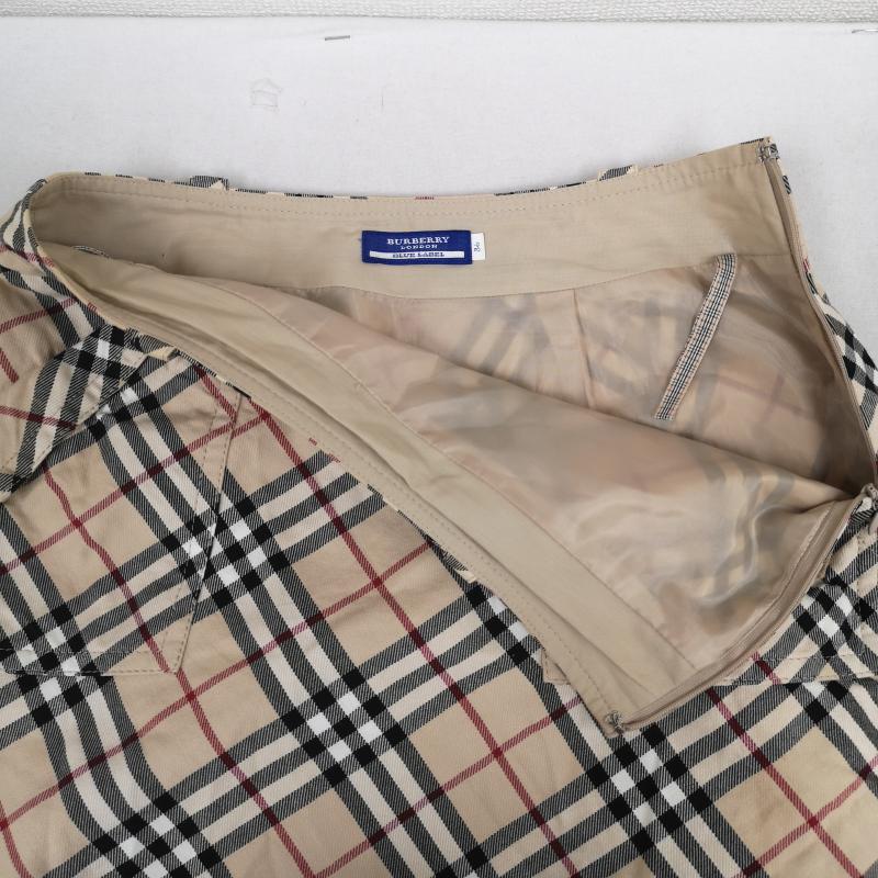 バーバリー・ブルーレーベル BURBERRY BLUE LABEL スカート ミニスカート ノバチェック フラップポケット サイドジップ 台形 ミニ スカート FLF89-562-43 36 ベージュ / ベージュ / beige レディース USED 古着 中古 50166691