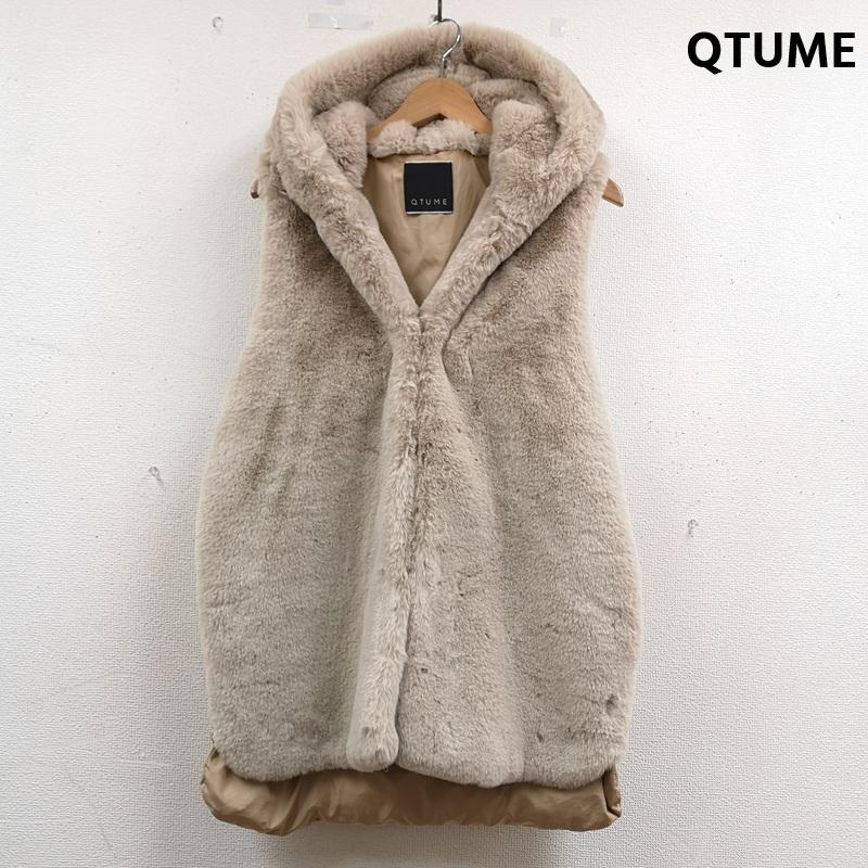 古着 USED ジャケット、上着 ダウンベスト QTUME エコファー キルティング コイルホック ドッキング フード ダウン ベスト 252-24510 38 ベージュ / ベージュ / beige レディース USED 古着 中古 50166698