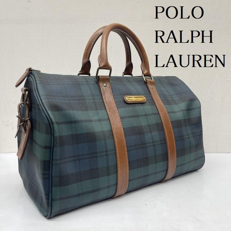 ポロラルフローレン POLO RALPH LAUREN ボストンバッグ ボストンバッグ PVC チェック ミニ ボストン バッグ - 緑 / グリーン / green メンズ USED 古着 中古 50166701