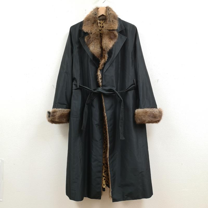 古着 USED コート コート一般 ファー 裏地レオパード ヒョウ柄 ナイロンコート 黒 / ブラック / black レディース USED 古着 中古 50166702